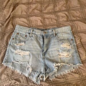 Aeropostale Frayed Light Blue Jean Shorts